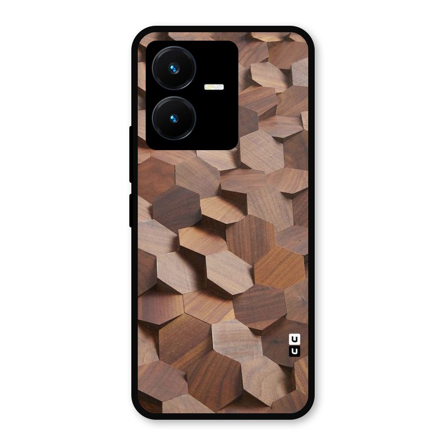 Uplifted Wood Hexagons Metal Back Case for Vivo Y22