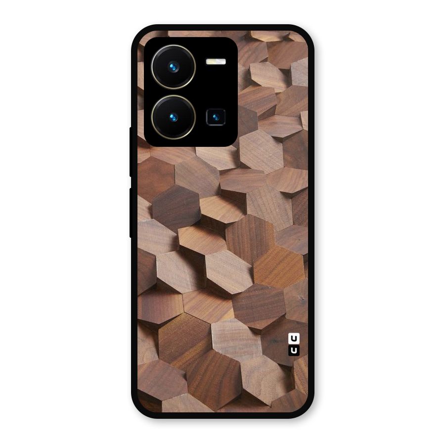 Uplifted Wood Hexagons Metal Back Case for Vivo Y35