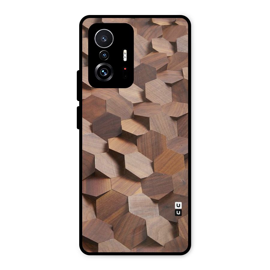 Uplifted Wood Hexagons Metal Back Case for Xiaomi 11T Pro