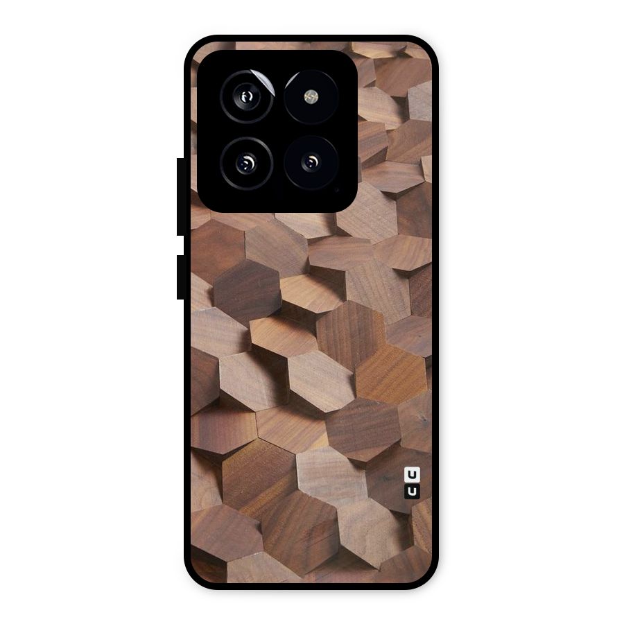 Uplifted Wood Hexagons Metal Back Case for Xiaomi 14