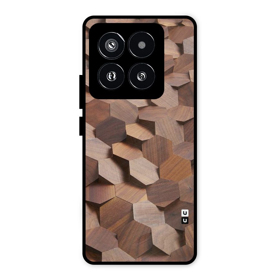 Uplifted Wood Hexagons Metal Back Case for Xiaomi 14 Pro