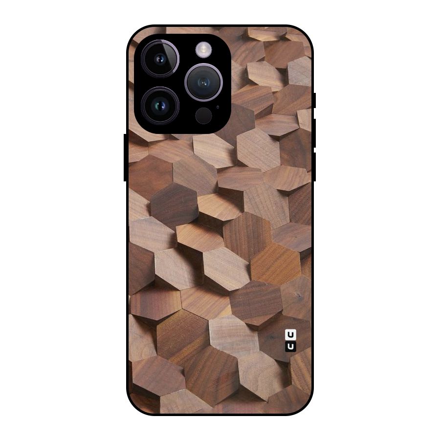 Uplifted Wood Hexagons Metal Back Case for iPhone 14 Pro Max