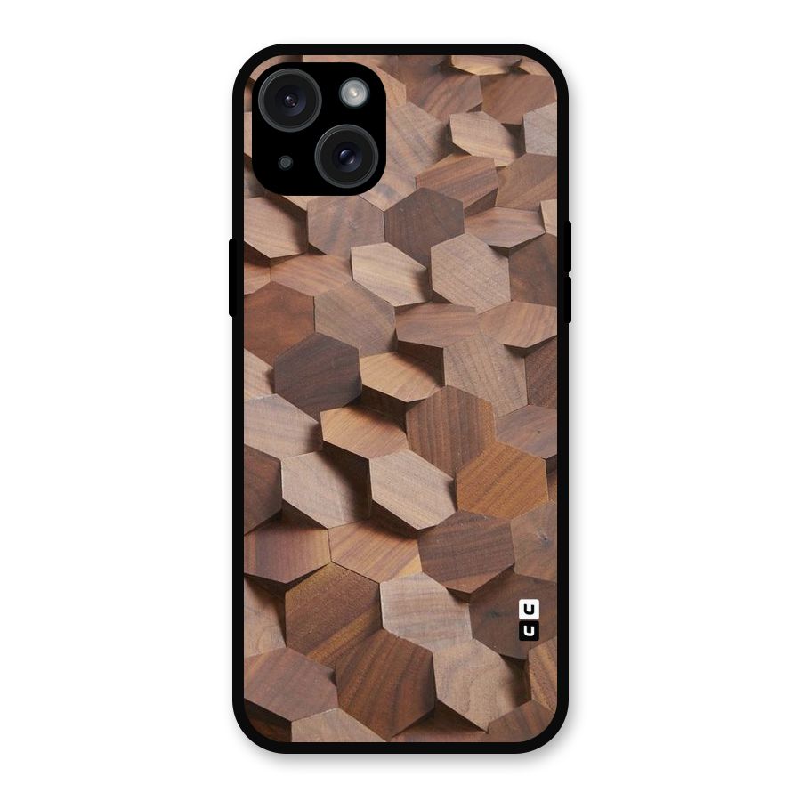Uplifted Wood Hexagons Metal Back Case for iPhone 15 Plus