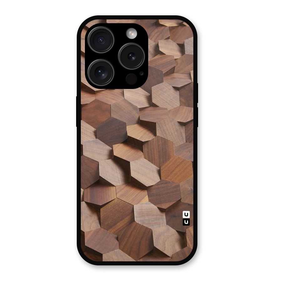 Uplifted Wood Hexagons Metal Back Case for iPhone 15 Pro