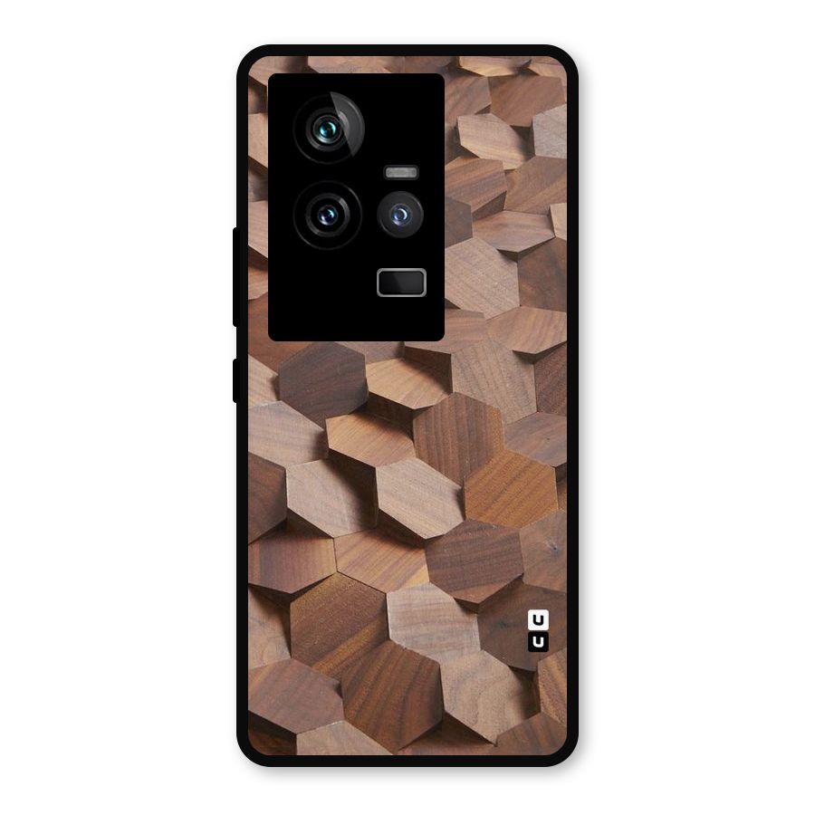 Uplifted Wood Hexagons Metal Back Case for iQOO 11 5G