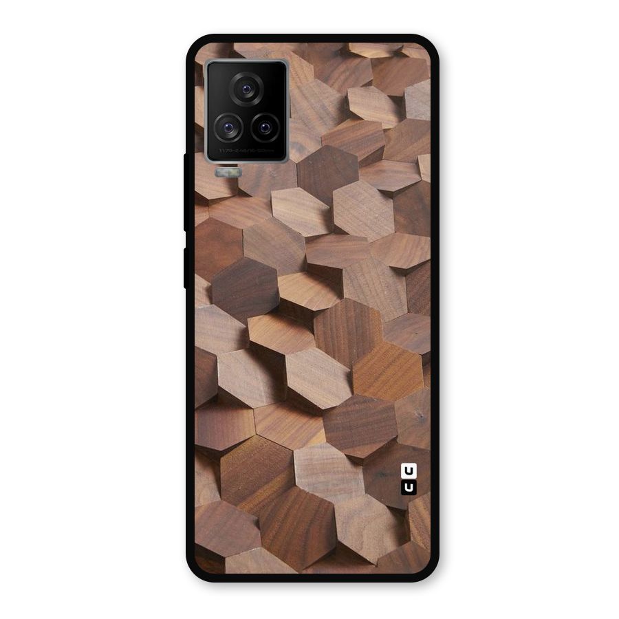 Uplifted Wood Hexagons Metal Back Case for iQOO 7 Legend 5G