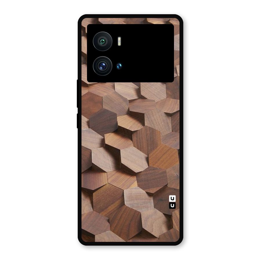 Uplifted Wood Hexagons Metal Back Case for iQOO 9 Pro