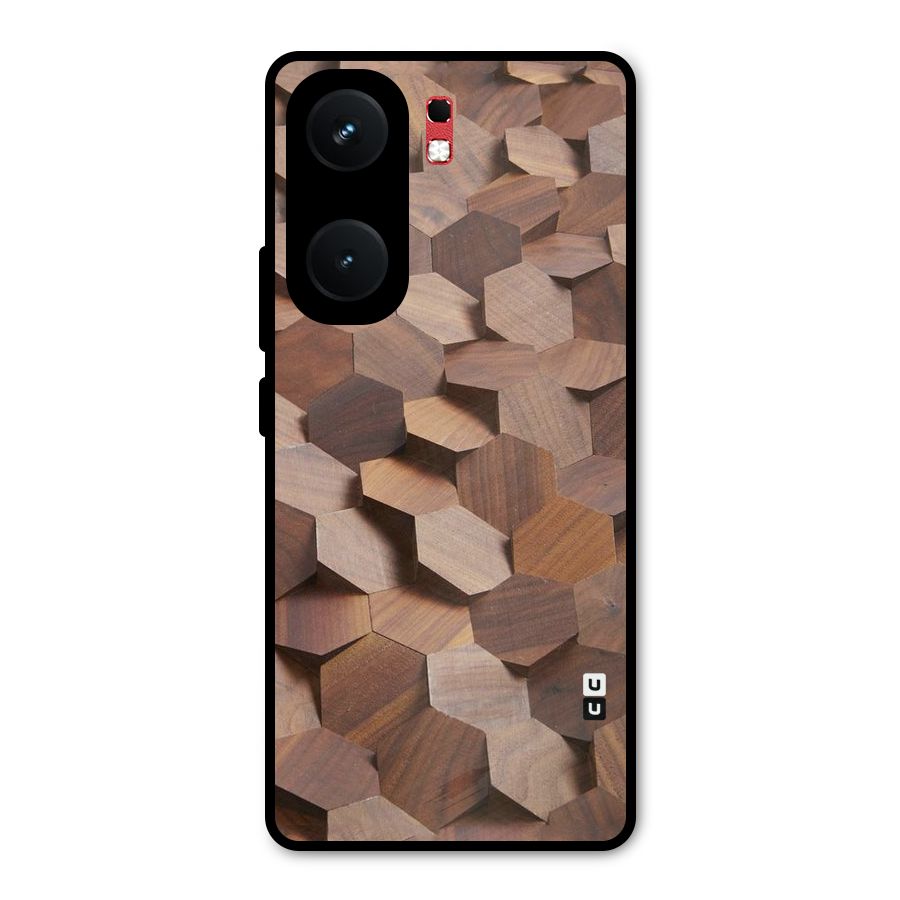 Uplifted Wood Hexagons Metal Back Case for iQOO Neo 9 Pro