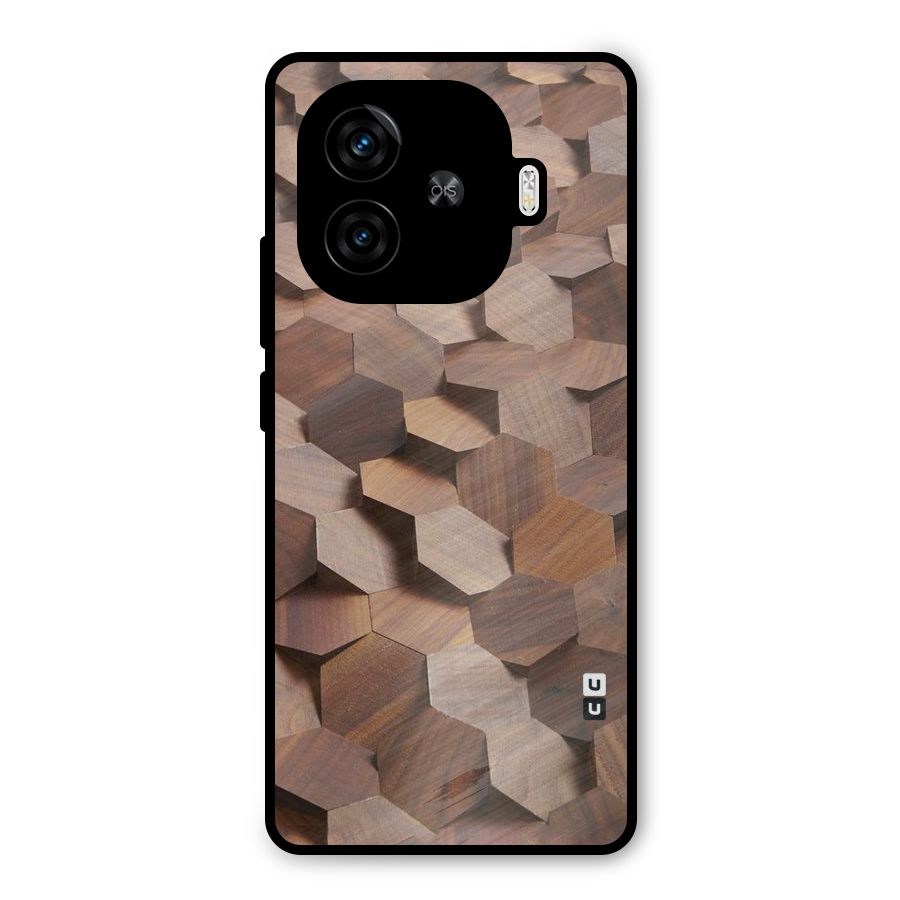 Uplifted Wood Hexagons Metal Back Case for iQOO Z9 Turbo