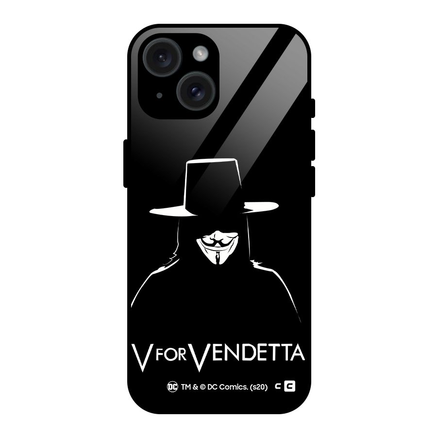 V for Vendetta Minimal Glass Back Case for iPhone 15