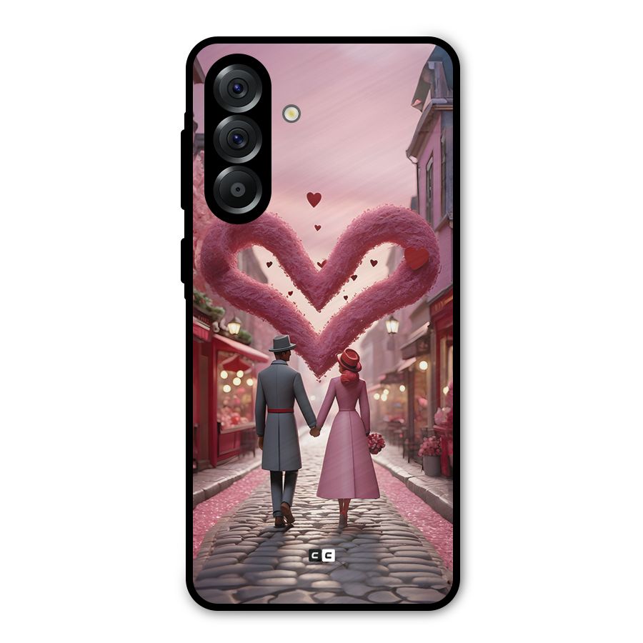 Valetines Couple Walking Metal Back Case for Galaxy A56