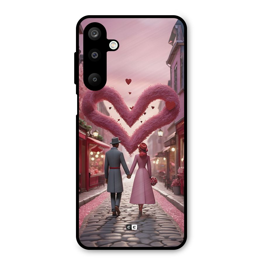 Valetines Couple Walking Metal Back Case for Galaxy M16