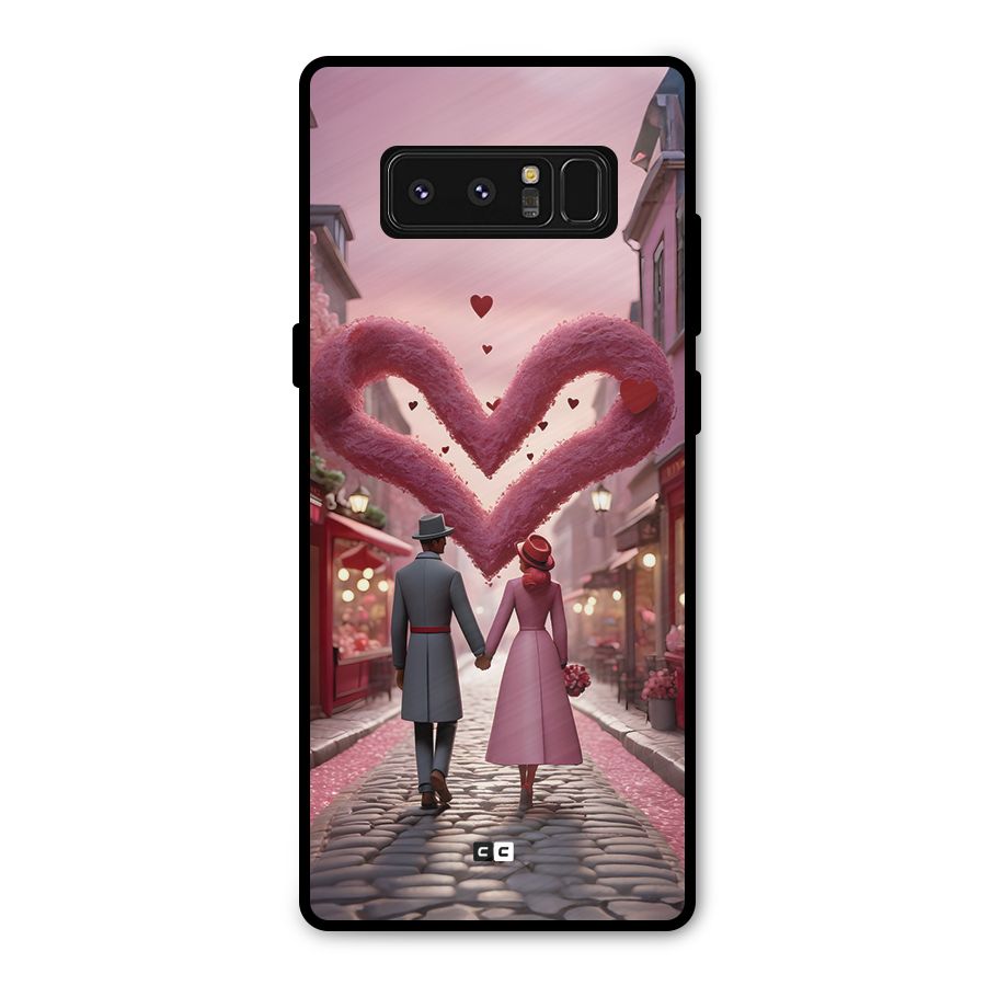 Valetines Couple Walking Metal Back Case for Galaxy Note 8