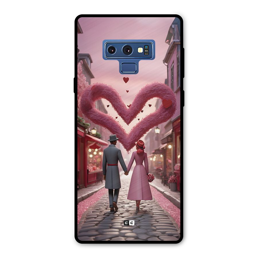 Valetines Couple Walking Metal Back Case for Galaxy Note 9