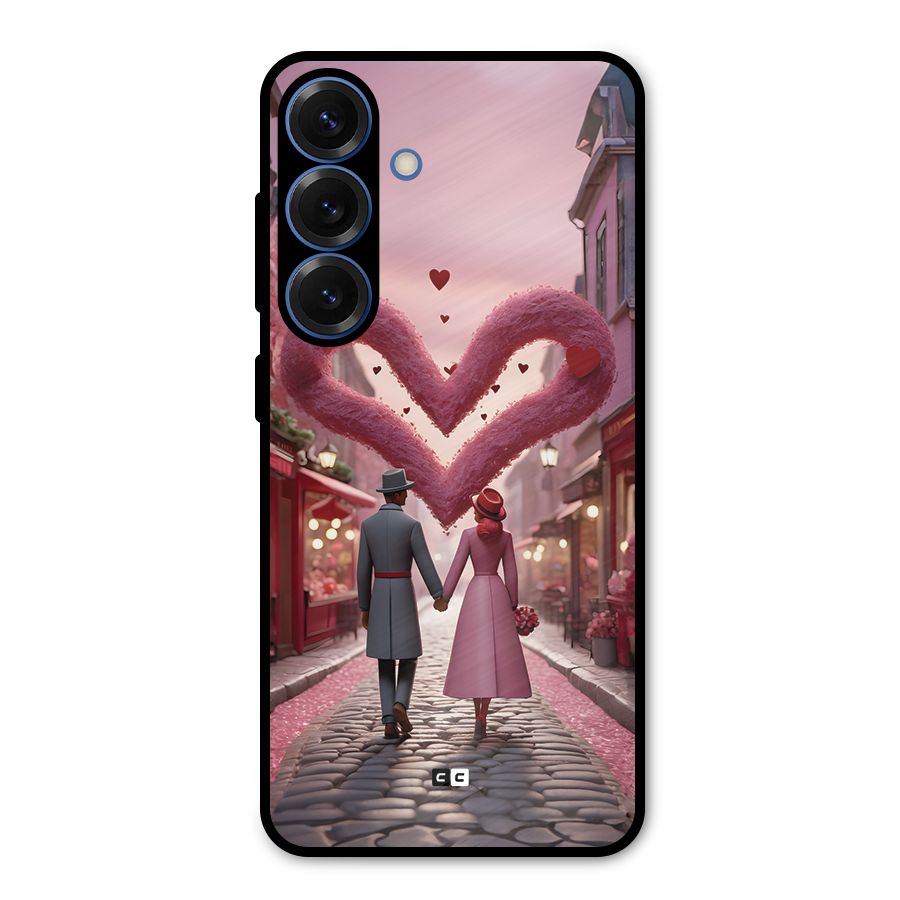 Valetines Couple Walking Metal Back Case for Galaxy S25