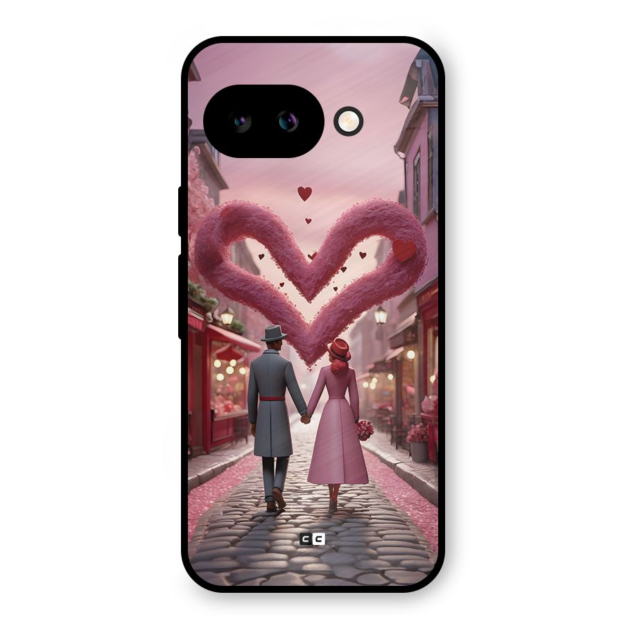 Valetines Couple Walking Metal Back Case for Google Pixel 9a