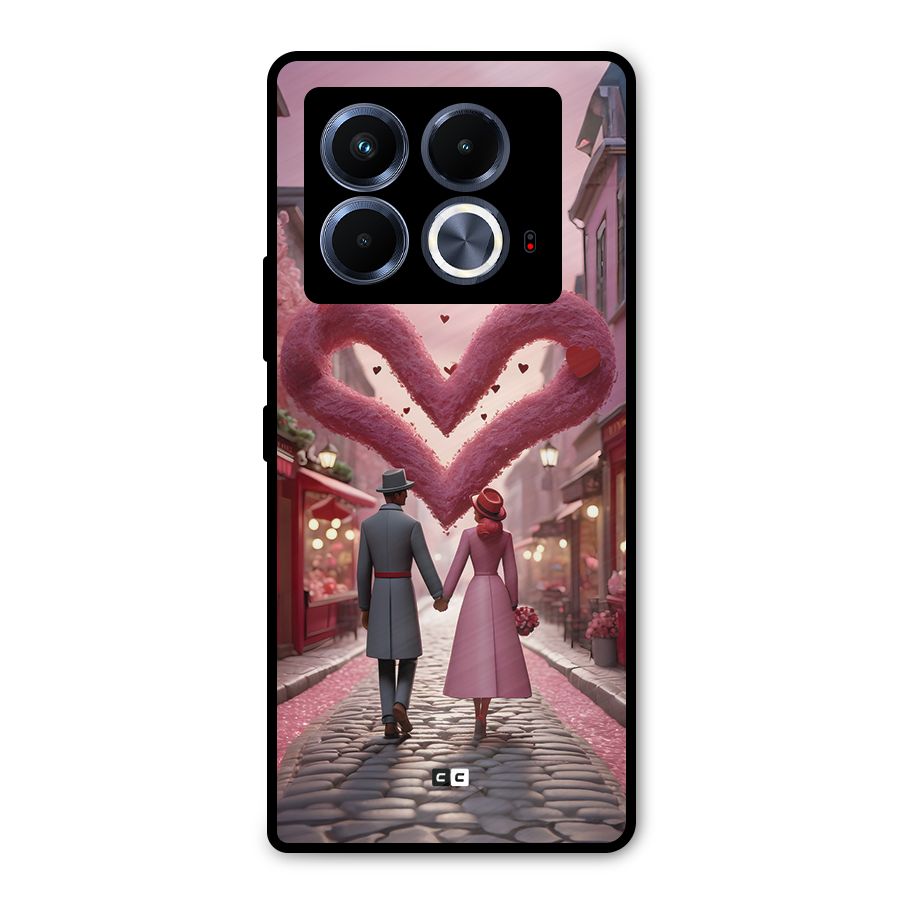 Valetines Couple Walking Metal Back Case for Infinix Note 40 5G