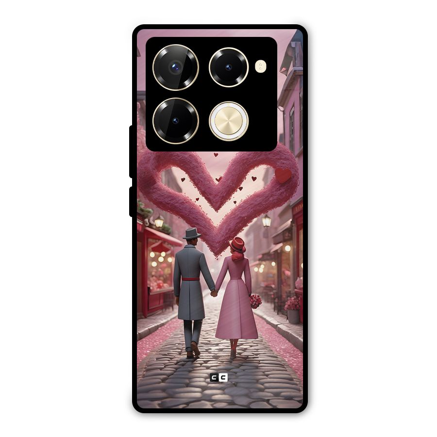 Valetines Couple Walking Metal Back Case for Infinix Note 40 Pro Plus