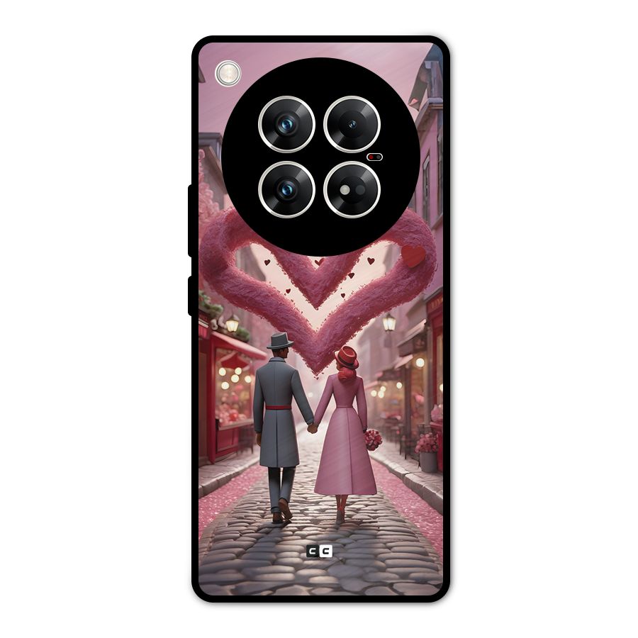 Valetines Couple Walking Metal Back Case for Infinix Zero 40 5G