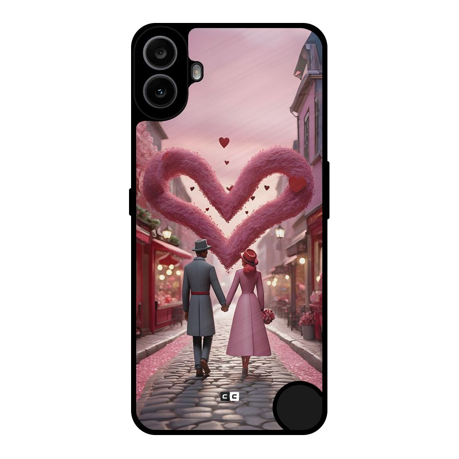 Valetines Couple Walking Metal Back Case for Nothing CMF Phone 1