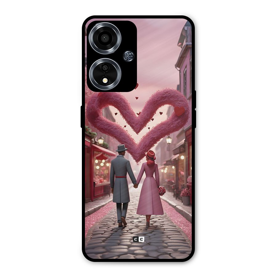 Valetines Couple Walking Metal Back Case for Oppo A59