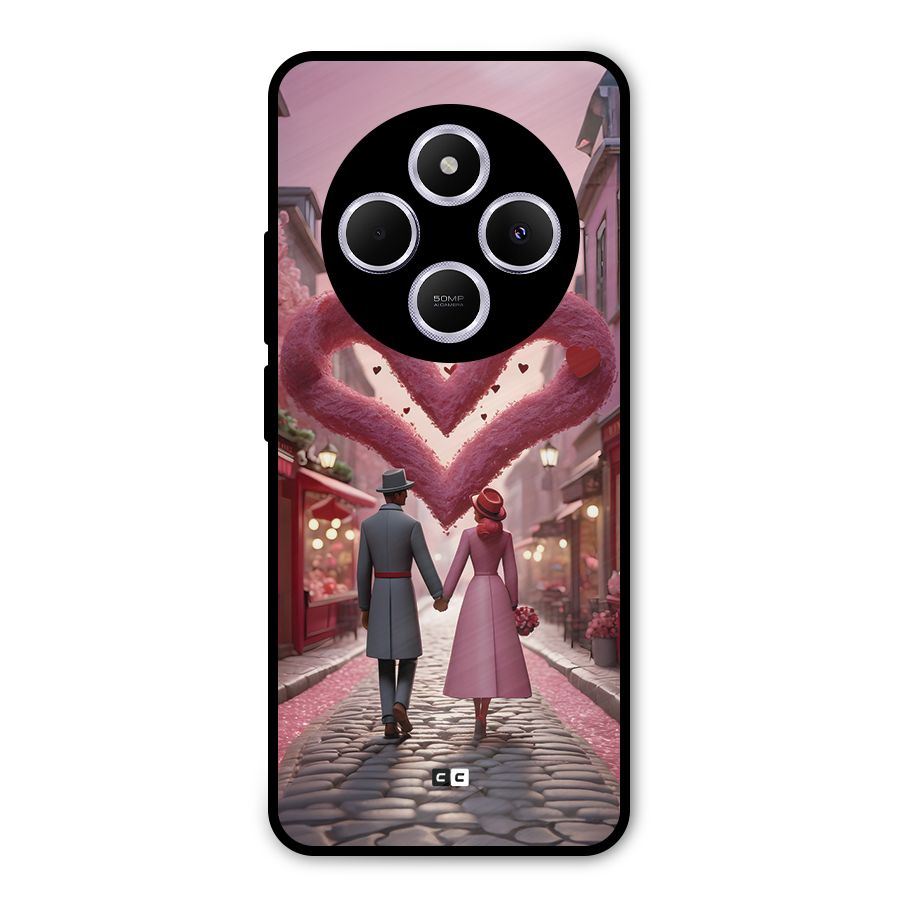 Valetines Couple Walking Metal Back Case for Poco M7