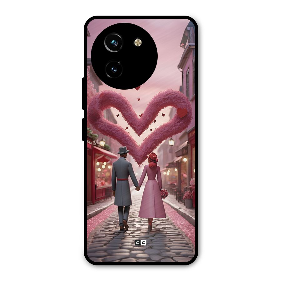 Valetines Couple Walking Metal Back Case for Vivo T3x