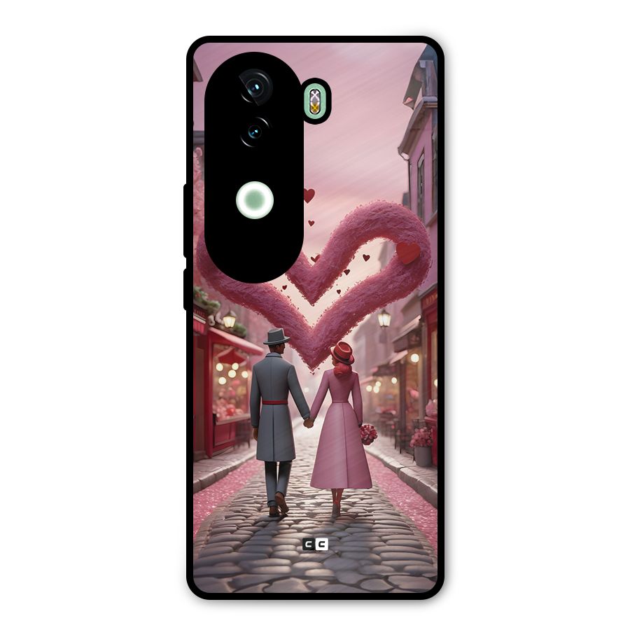Valetines Couple Walking Metal Back Case for Vivo V40e