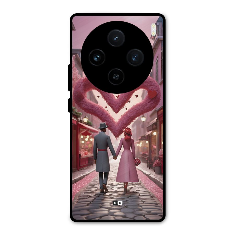 Valetines Couple Walking Metal Back Case for Vivo X100