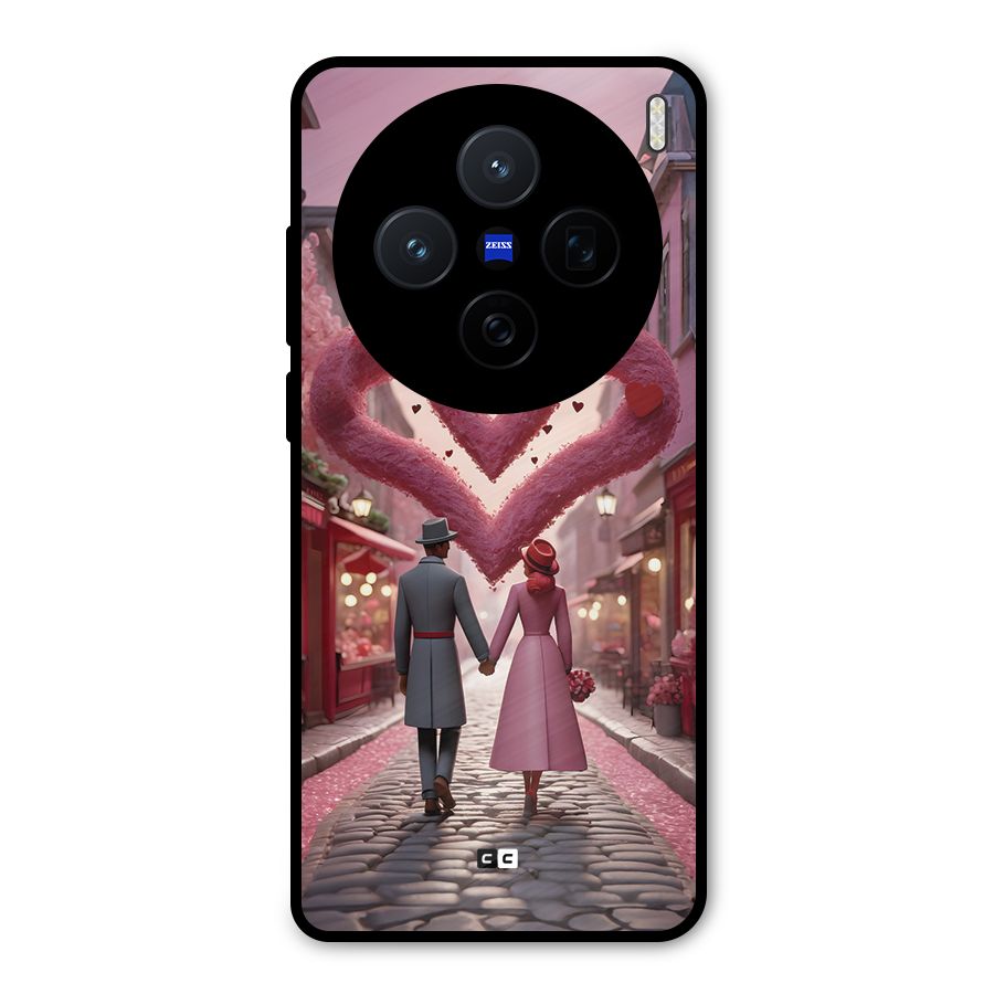 Valetines Couple Walking Metal Back Case for Vivo X200
