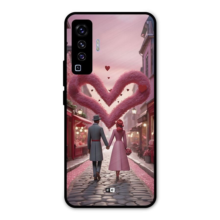 Valetines Couple Walking Metal Back Case for Vivo X50