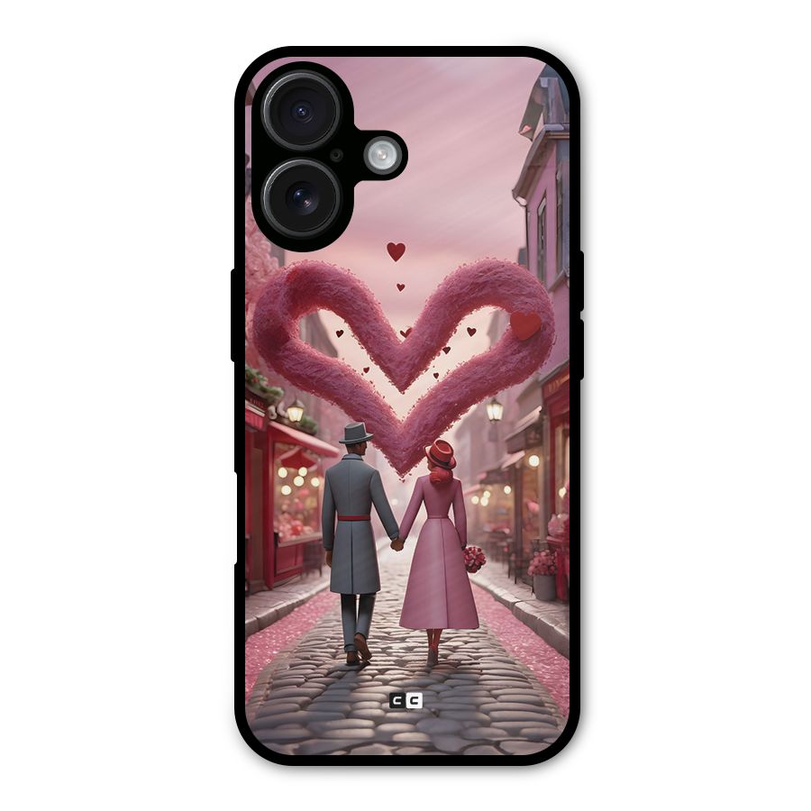 Valetines Couple Walking Metal Back Case for iPhone 16