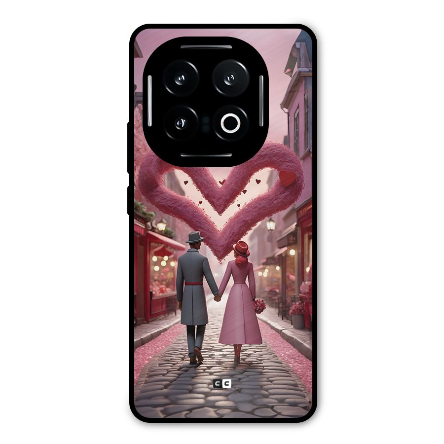 Valetines Couple Walking Metal Back Case for iQOO 13