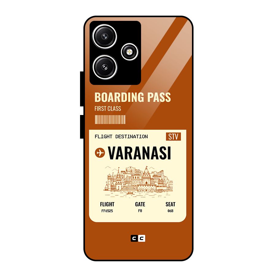 Varanasi Boarding Pass Glass Back Case for Poco M6 Pro