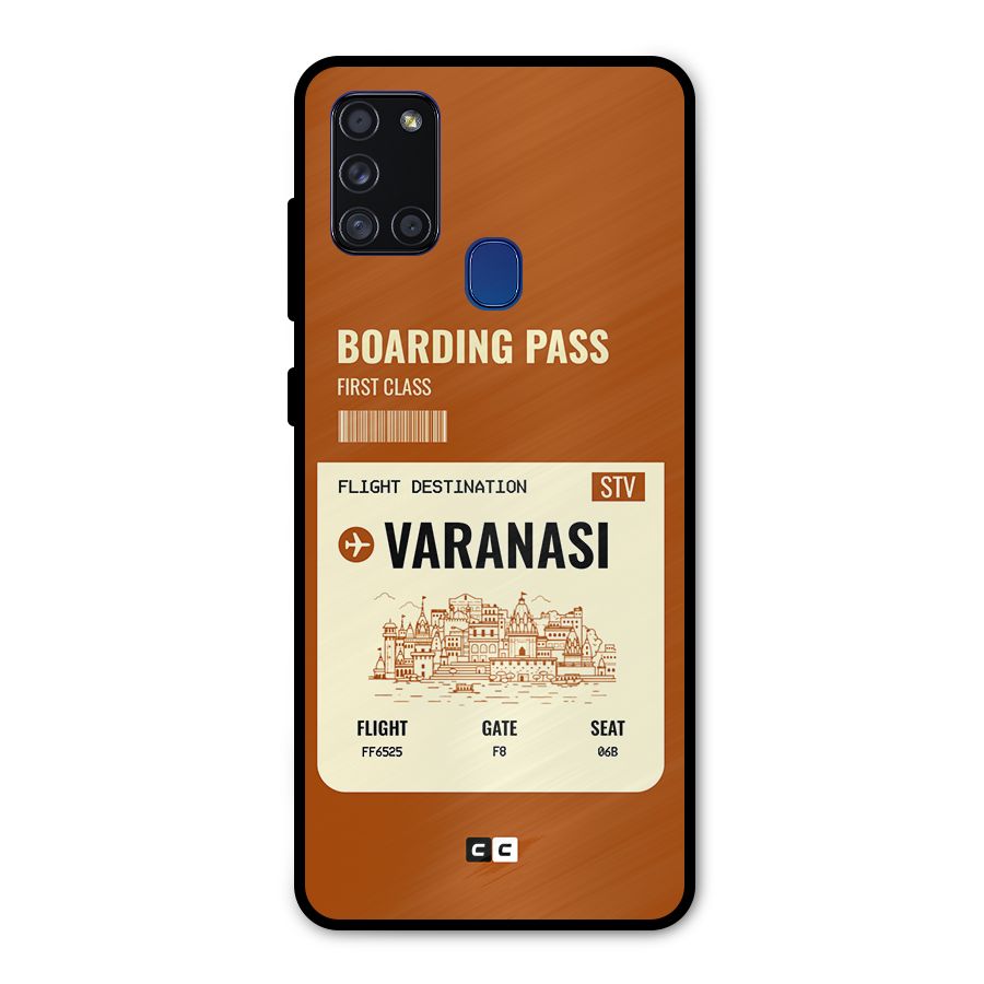 Varanasi Boarding Pass Metal Back Case for Galaxy A21s