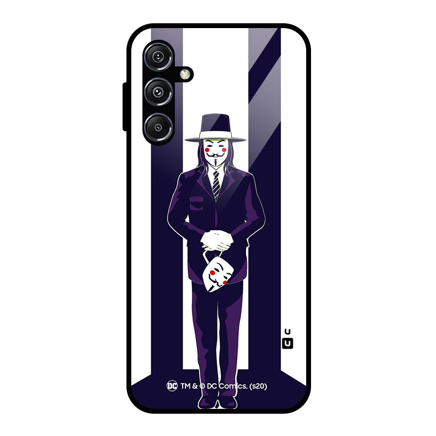 Vendetta Gentleman Holding Mask Illustration Glass Back Case for Galaxy M34 5G