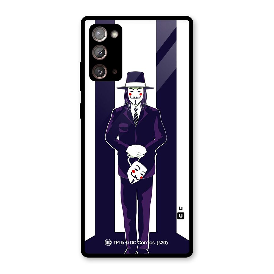 Vendetta Gentleman Holding Mask Illustration Glass Back Case for Galaxy Note 20