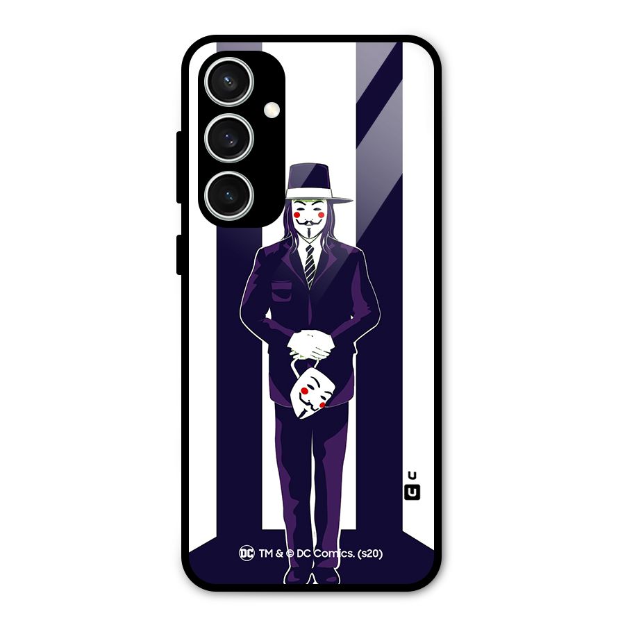 Vendetta Gentleman Holding Mask Illustration Glass Back Case for Galaxy S23 FE