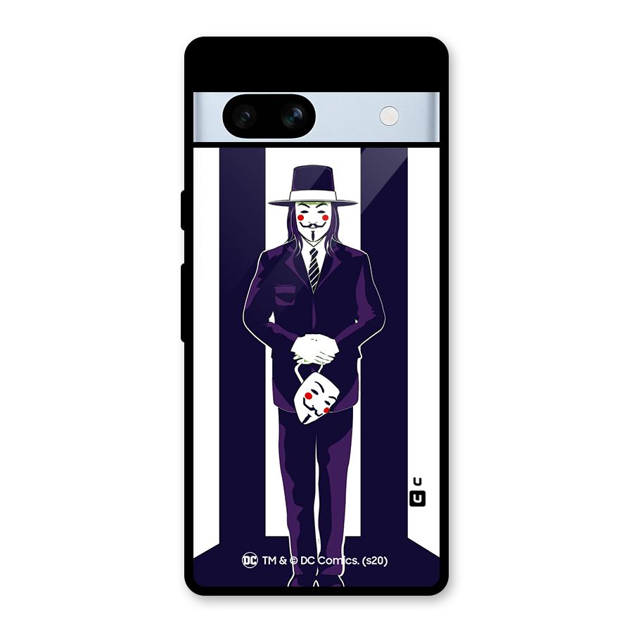 Vendetta Gentleman Holding Mask Illustration Glass Back Case for Google Pixel 7a