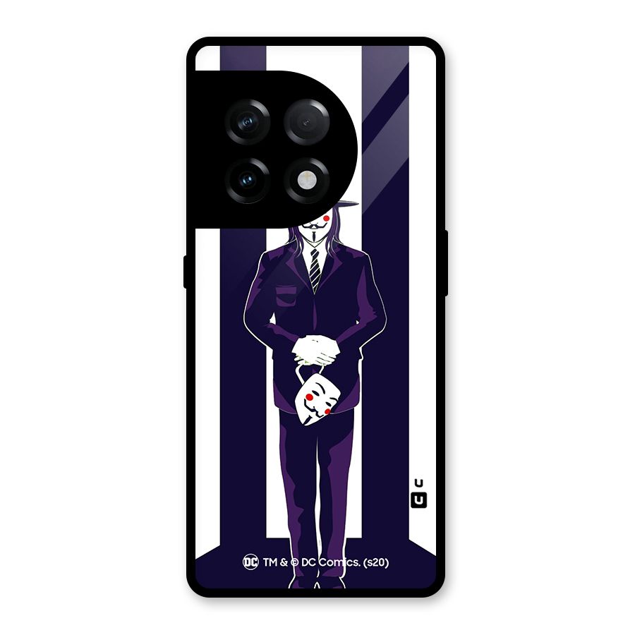 Vendetta Gentleman Holding Mask Illustration Glass Back Case for OnePlus 11R