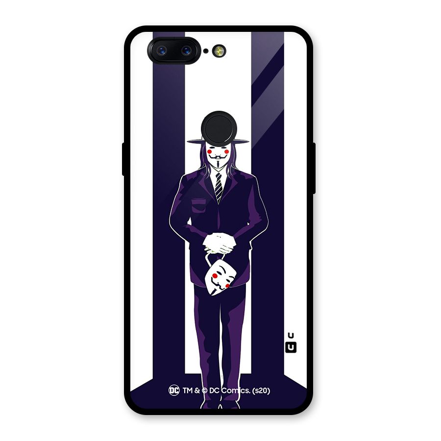 Vendetta Gentleman Holding Mask Illustration Glass Back Case for OnePlus 5T