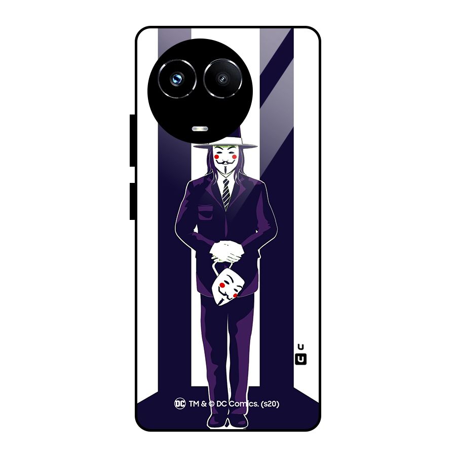 Vendetta Gentleman Holding Mask Illustration Glass Back Case for Realme 11X