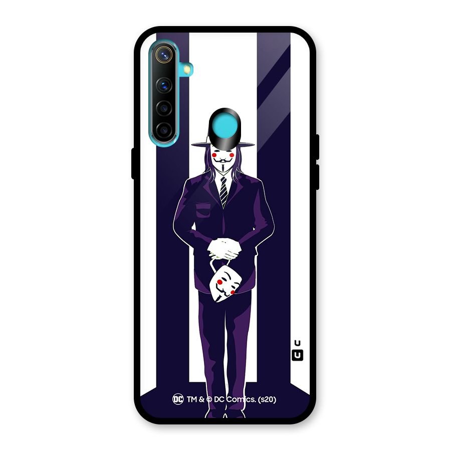 Vendetta Gentleman Holding Mask Illustration Glass Back Case for Realme 5