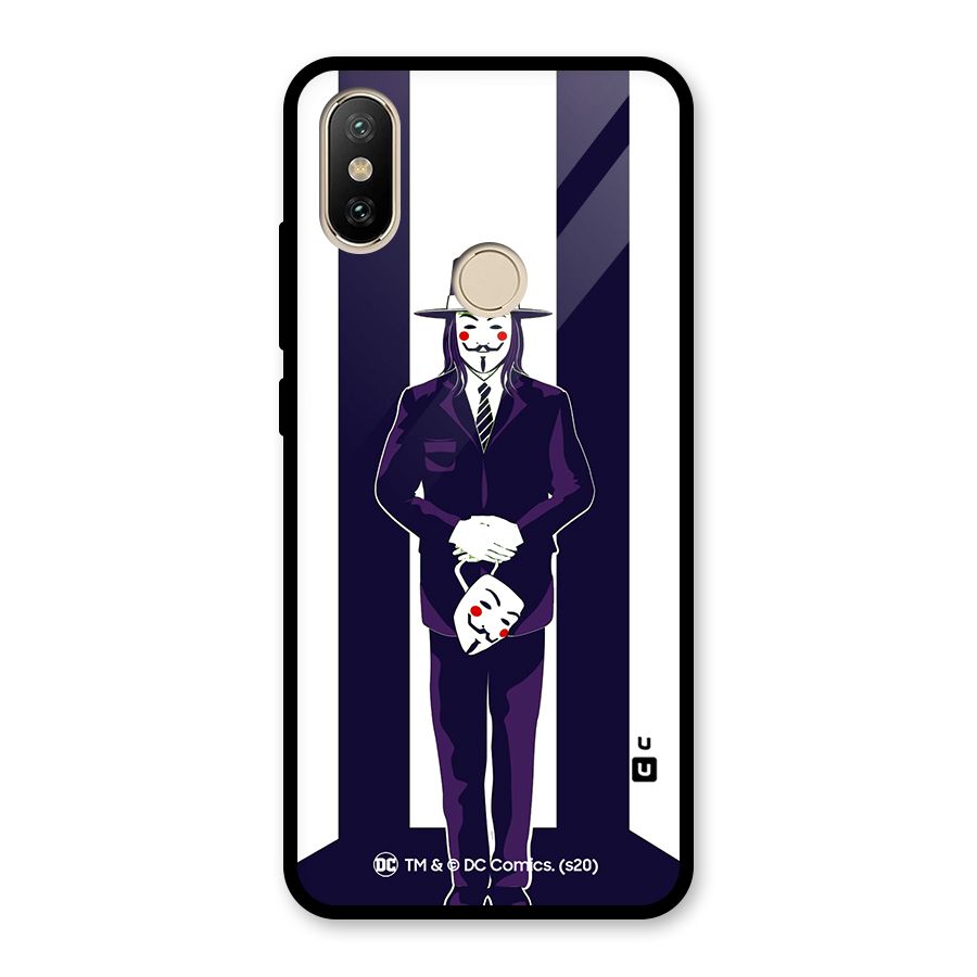 Vendetta Gentleman Holding Mask Illustration Glass Back Case for Redmi A2