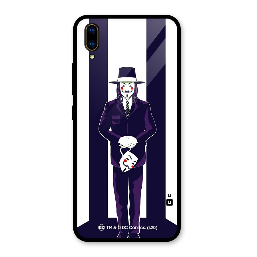 Vendetta Gentleman Holding Mask Illustration Glass Back Case for Vivo V11 Pro