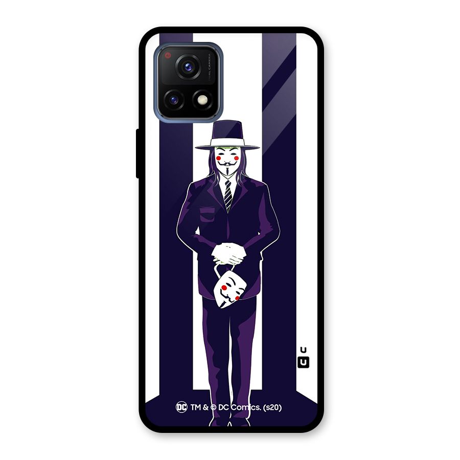 Vendetta Gentleman Holding Mask Illustration Glass Back Case for Vivo Y72 5G