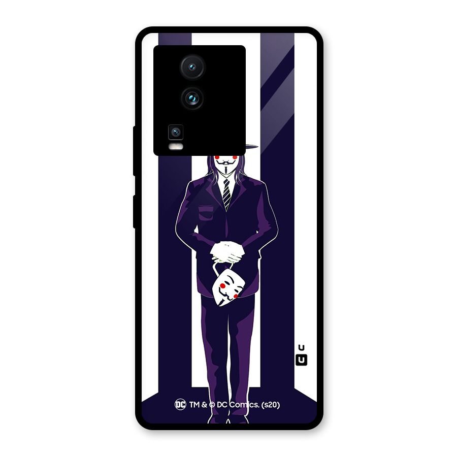 Vendetta Gentleman Holding Mask Illustration Glass Back Case for Vivo iQOO Neo 7