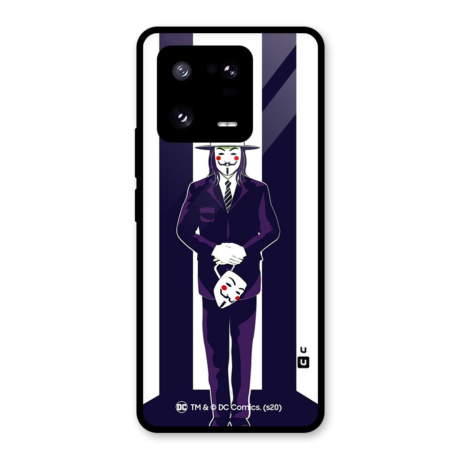 Vendetta Gentleman Holding Mask Illustration Glass Back Case for Xiaomi 13 Pro