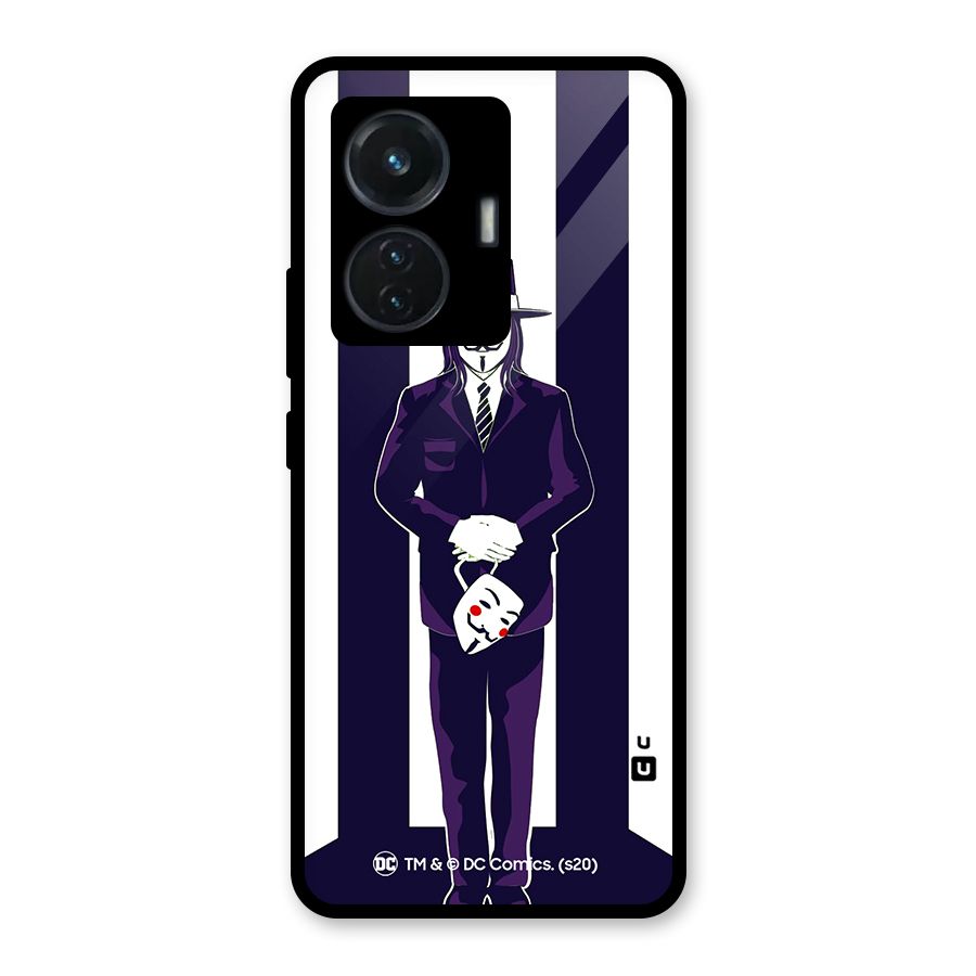 Vendetta Gentleman Holding Mask Illustration Glass Back Case for iQOO Z6 44W