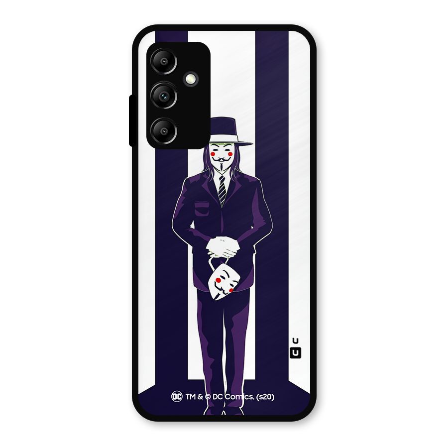 Vendetta Gentleman Holding Mask Illustration Metal Back Case for Galaxy A14 5G